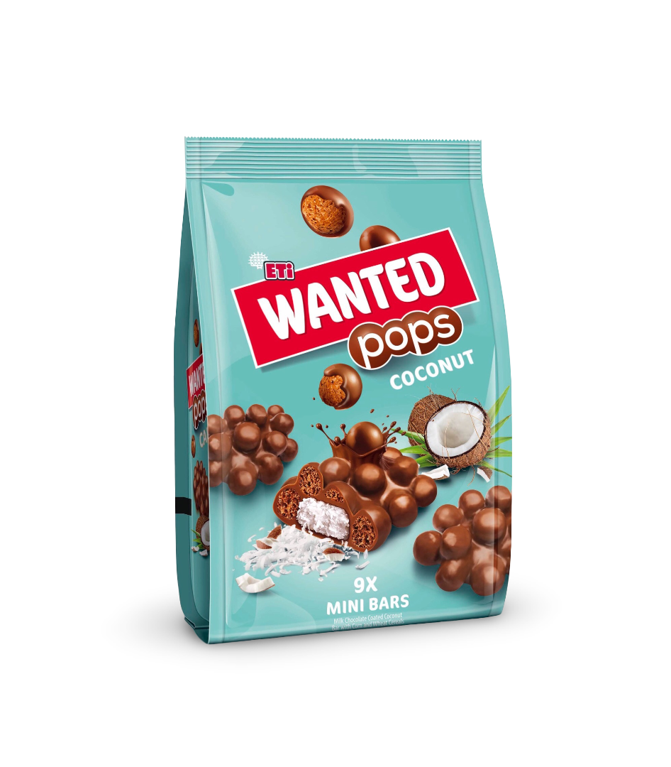 ETi Wanted Pops Milk Chocolate Coconut Bar with Corn and Wheat Cereals – 126g